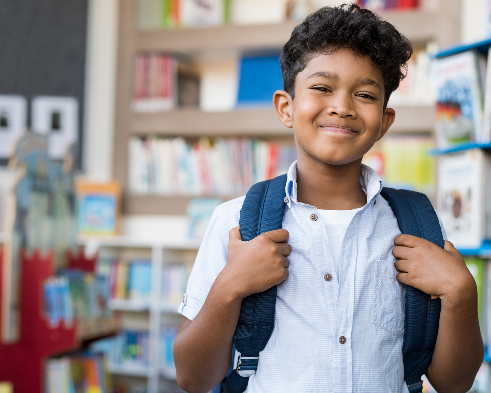 Smiling student with backpack